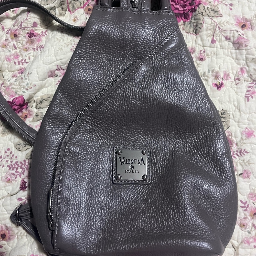 Valentina Charcoal Leather Backpack